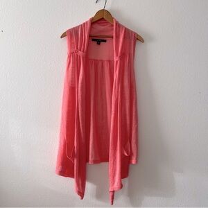 Fever Vest Linen blend Shawl Waterfall Collar Bright Peach